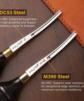 Leather Edge Beveler Pro 1mm Skiving Tool with DC53 steel blade and ebony handle, showcasing durable design for clean edges.