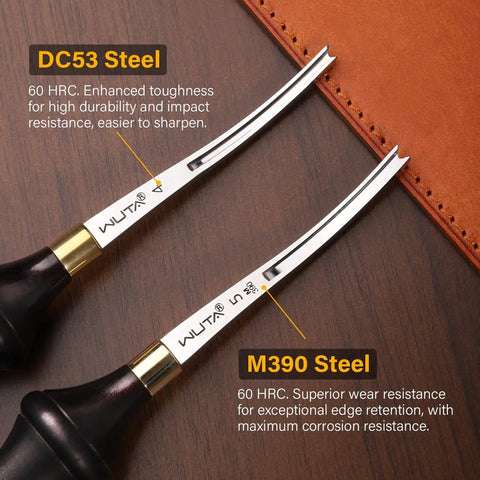 Leather Edge Beveler Pro 1mm Skiving Tool with DC53 steel blade and ebony handle, showcasing durable design for clean edges.