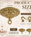 Vintage Brass Chandelier Canopy Kit With Heavy Duty Mounting Plate For 5.51 Inch Ceiling Cover, Supports Up To 55 Lbs, Open And Closed Hooks, DIY Ready Mounting Hardware For Farmhouse Industrial Traditional Lighting Built To Last. 5.51-inch brass canopy with open and closed hooks