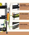 Heavy Duty Basketball Storage Rack With 3 Shelves And Rolling Wheels showing Oxford fabric layers and PVC basket