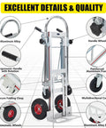 Premium Aluminum 3 In 1 Convertible Dolly Cart And 1000 Lb Hand Truck Built To Haul Heavy Loads Without Breaking A Back On Any Garage Cleanout Job, with ergonomic handle and pneumatic wheels.