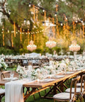 Outdoor wedding setup with 48 Foot Solar String Lights Outdoor USB Rechargeable Waterproof Shatterproof Bulbs Hanging Lights For Backyard 