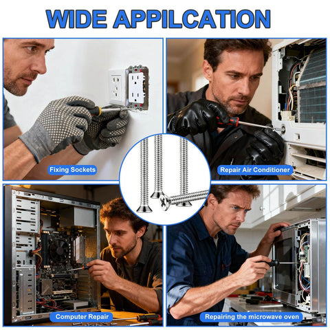 Wide application of Extra Long 6-32 Stainless Steel Outlet Screws - 30 Pieces Phillips Flat Head Machine Screws for various repairs.