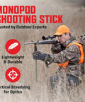 Hunter using Lightweight Monopod Shooting Stick With Removable Cradle And Padded Grip 22 To 61 Inch Adjustable Aluminum Rifle Rest