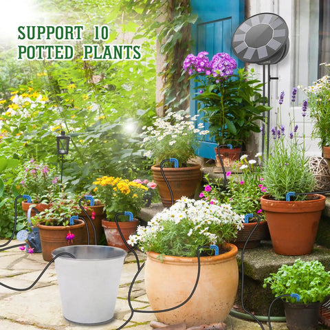 automatic watering system for outdoor potted plants Solar Powered Drip Irrigation System Kit ✓