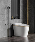 Heavy Duty Toilet Plunger With Sturdy Powder Coated Iron Holder For Modern Bathrooms And Beast Mode Suction Rubber Cup That Kicks Nasty Clogs To The Curb In Pure Black Finish stored beside a sleek modern toilet.