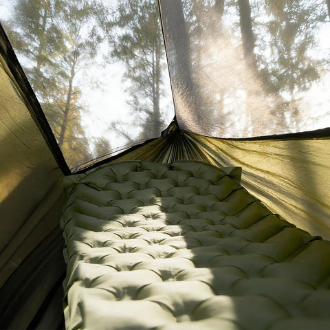 Interior of Mosquito Net Hammock Kit With Detachable Bug Mesh And Sleeping Pad Ultralight 11Ft Portable Hammock for solo camping