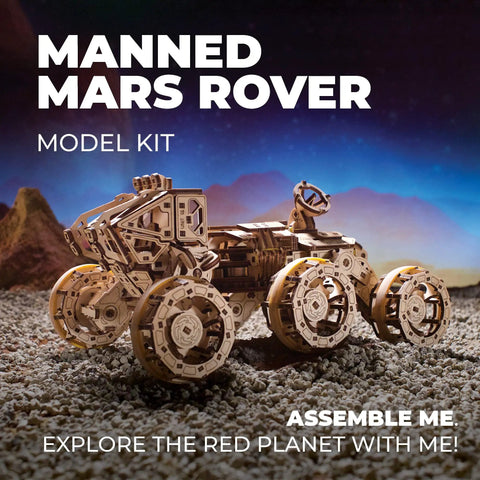 NASA Manned Mars Rover 3D Wooden Puzzle Kit for Adults mechanical wooden model on gravel with 6 wheels