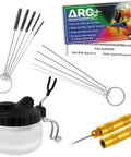 13 Piece Airbrush Cleaning Kit With Glass Cleaning Pot Jar And Holder 5 Cleaning Needles 5 Cleaning Brushes 1 Wash Needle How To Link Card For Quick Pro Grade Maintenance