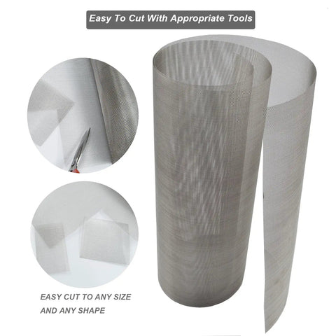 Stainless Steel Mesh Screen 20Mesh 15.7x47.2 Inches 40x120cm 304 stainless steel roll showing easy cutting for DIY projects and vents.