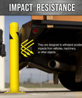 Rock Solid Yard Safety Bollard, Heavy Duty 24 Inch Tall Steel Parking Barrier Post designed for impact resistance against vehicles.
