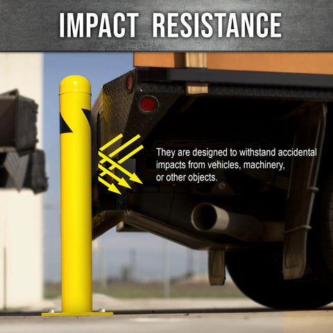 Rock Solid Yard Safety Bollard, Heavy Duty 24 Inch Tall Steel Parking Barrier Post designed for impact resistance against vehicles.