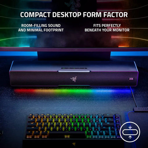 Next Level PC Gaming Soundbar And Wired Subwoofer With Dual Drivers Delivering Sick Bass THX Spatial 7.1 Surround Sound Setup That Will Blow Out Your Speakers In Classic Black