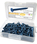 Workhorse Heavy Duty Concrete Screw Anchors 3/16 Inch By 1 3/4 Flat Head Wall Plugs in a clear container, pack of 100 pieces.
