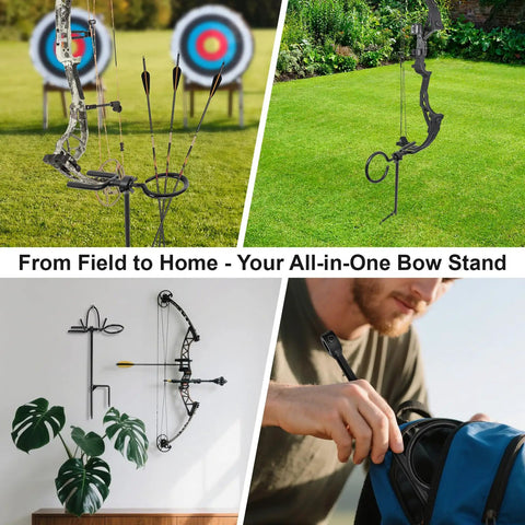 Beefy Bow Stake With 360 Degree Adjustable Rotating Fork And Arrow Ring for Recurve and Compound Bows, outdoor and indoor use.