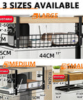 Three sizes of under desk cable management tray for cords and wires, showing large, medium, and small options.
