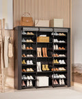 9-Tier Tall Shoe Rack With Dustproof Covers Holds 40 To 46 Pairs Closed Shelves Shoe Cabinet Organizer For Garage Or Bedroom