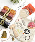 Speedweve Darning Mini Loom Kit With 50 Color Threads For Quick Sock And Jeans Mends, Mushroom Egg Darning Tool Display