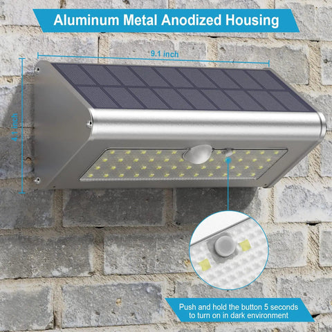 Lit Up Outdoor Solar Lights With IP65 Waterproof Build 1100 Lumens Wireless LED Motion Sensor Flood Light Aluminum Housing