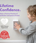 Child touching Locking Outlet Cover Box For Baby Proofing Enclosed Protector For Plugs And Cords Kid Safe Outlet Covers