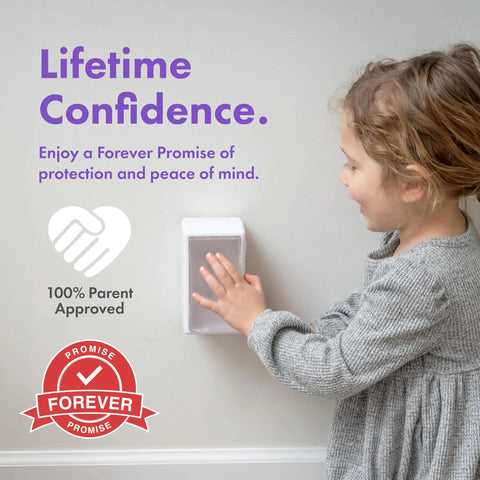 Child touching Locking Outlet Cover Box For Baby Proofing Enclosed Protector For Plugs And Cords Kid Safe Outlet Covers