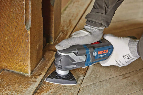 Starlock Oscillating Multi Tool Accessory Kit 26 Piece Set for cutting sanding wood with a curved tec blade in action