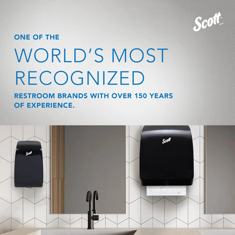 Restroom with Scott dispensers showcasing paper towel reliability.