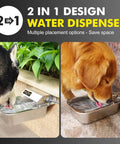Dogs drinking from a 3 Liter Stainless Steel Faucet Bowl, No Fuss Automatic Water Dispenser For Dogs And Livestock, self filling design.