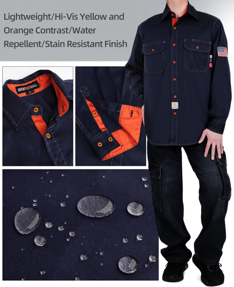 Lightweight Flame Resistant Welding Shirt For Men NFPA 2112 Certified Tough As Nails Water And Oil Repellent Finish