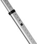 16-Foot Aluminum Grade Leveling Rod Dual-Sided 5-Section Telescopic With Bubble Level Red Foot Markings 10ths Weather-Resistant Graduations Lightweight Built Tough Construction Includes Soft Carrying Case, close-up of 11 ft section