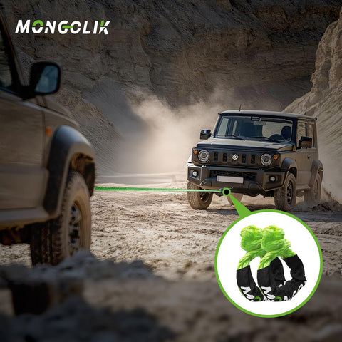 Two Pack Beefy Synthetic Soft Shackles Three Quarter Inch By Twenty Three Inch With Sixty Six Thousand Pounds Break Strength For Off Road Recovery Tow Rigging Marine Green