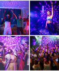 Glow Party Black Light 6W LED Disco Ball Strobe Light Kit With Sound Activated Modes creating vibrant party atmosphere
