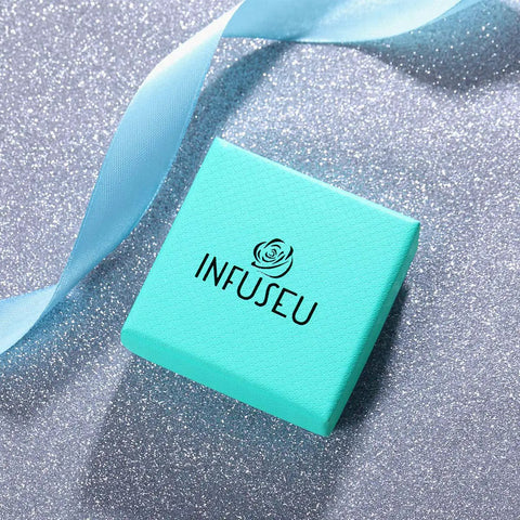 Teal gift box for Knot Fidget Ring With Bead Spinning For Stress Relief And Focus Adjustable Gold Tone Ring For Women