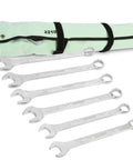 Beefy Jumbo SAE Wrench Set Heavy Duty 1-1/16 Inch To 1-7/16 Inch with 12 Point Box End Wrenches, chrome finish, in wrench roll
