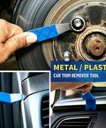 18 Piece Auto Trim And Fastener Removal Tools Set with metal and plastic trim remover on car panel and wheel hub