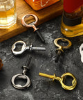 Top view of Patelai 10-piece metal bottle opener inserts kit in silver, gold, copper, and black with screws.