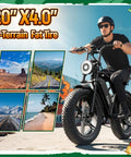 Man riding Beast Fat Tire Electric Bike For Adults With 1500W Peak Motor And 60 Mile Range, 48V 15Ah Removable Battery on street