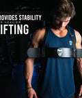 Person weightlifting with Arm Blaster For Bigger Biceps With Thick Aluminum Build Contoured Padded Edges Adjustable Elbow Posture Support
