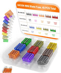 Mini Dual Blade Car Fuse Kit 45 Piece Automotive Blade Fuse Set With Nine Ratings 2A 3A 5A 7.5A 10A 15A 20A 25A 30A inside open box
