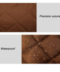 Close-up of coffee-colored waterproof quilted cotton fabric used in Armchair Caddy With 14 Pockets Waterproof Non Slip Sofa Armrest Organizer.