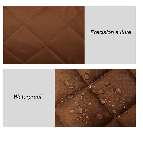 Close-up of coffee-colored waterproof quilted cotton fabric used in Armchair Caddy With 14 Pockets Waterproof Non Slip Sofa Armrest Organizer.