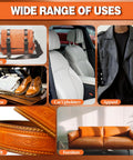 Leather Glue 60ml Extra Strong Waterproof Flexible Adhesive For Leather And Vinyl With Fast Dry Tech Ideal For Shoes Bags Sofas Jackets Car Seats And Other Repairs shown repairing various leather and vinyl items including bags, car seats, jackets, shoes, belts, and sofas.