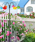 Outdoor Glass Hummingbird Feeders Set With Six Hand Blown Glass Balls On An Adjustable Shepherds Hook Pole For Garden Decor