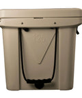 Front view of Bombproof 125 Quart Insulated Cooler Tough As Nails Rotomolded Hard Ice Chest with lid closed.
