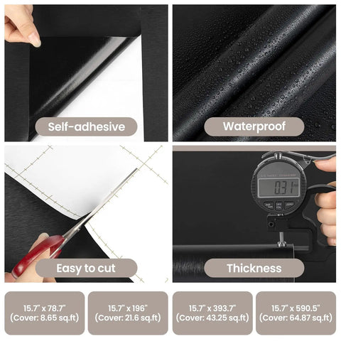 Refrigerator And Appliance Wrap Peel And Stick Wallpaper In Black Metallic Brushed Stainless Steel Look with features like self-adhesive, waterproof, and easy to cut.