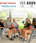 Two In One Outdoor Bench And Picnic Table Foldable And Weatherproof For Patio Lawn Garden Or Deck, seating group of six outdoors.