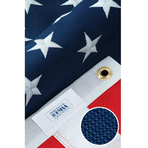 Rugged Outdoor American Flag 3x5 Foot Made In USA From 100 Percent Polyester Built To Last With Sewn Stripes And Embroidered Stars FMAA Certified