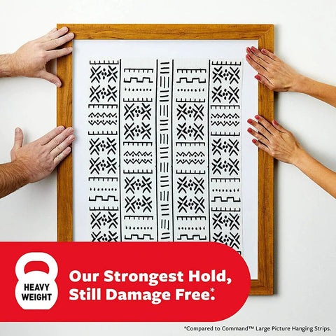 Heavyweight Picture Hanging Strips XL 20 Lb 32 Strips 16 Pairs Damage Free Hangers Holding 24x36 Frame on Smooth Wall