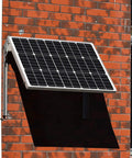 50W 12V Solar Panel Charger Kit With Ultra Smart MPPT Controller on brick wall showcasing adjustable mount bracket