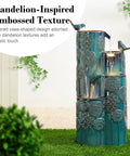Turquoise Outdoor Water Fountain With LED Lights And Pump Dope 4 Tier Dandelion Texture Vase Shaped Ceramic Floor Standing With Birds